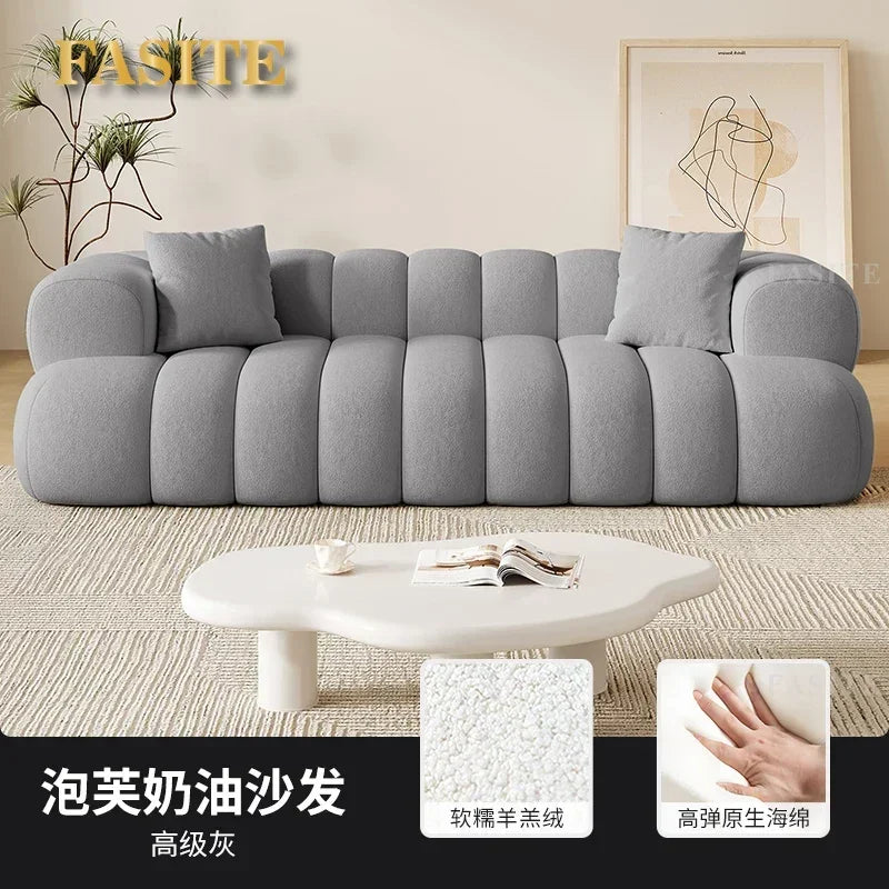 French Modern Velvet Puff Sofa Living Room Home Fabric Minimalist Sofa Reclinable