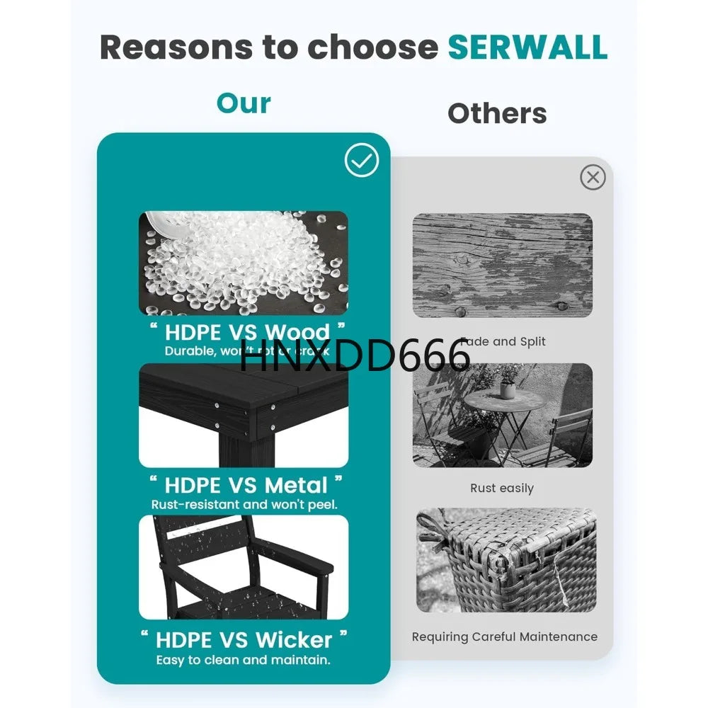 67‘’ HDPE Patio Dining Set for 6, All-Weather, Beach Chairs