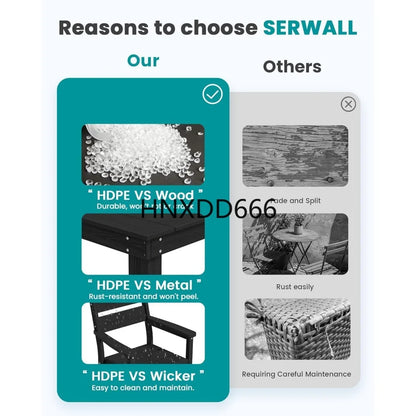 67‘’ HDPE Patio Dining Set for 6, All-Weather, Beach Chairs