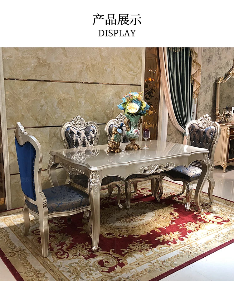A07 French solid wood dining table and chair combination luxury carved dining table household rectangle