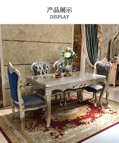 A07 French solid wood dining table and chair combination luxury carved dining table household rectangle