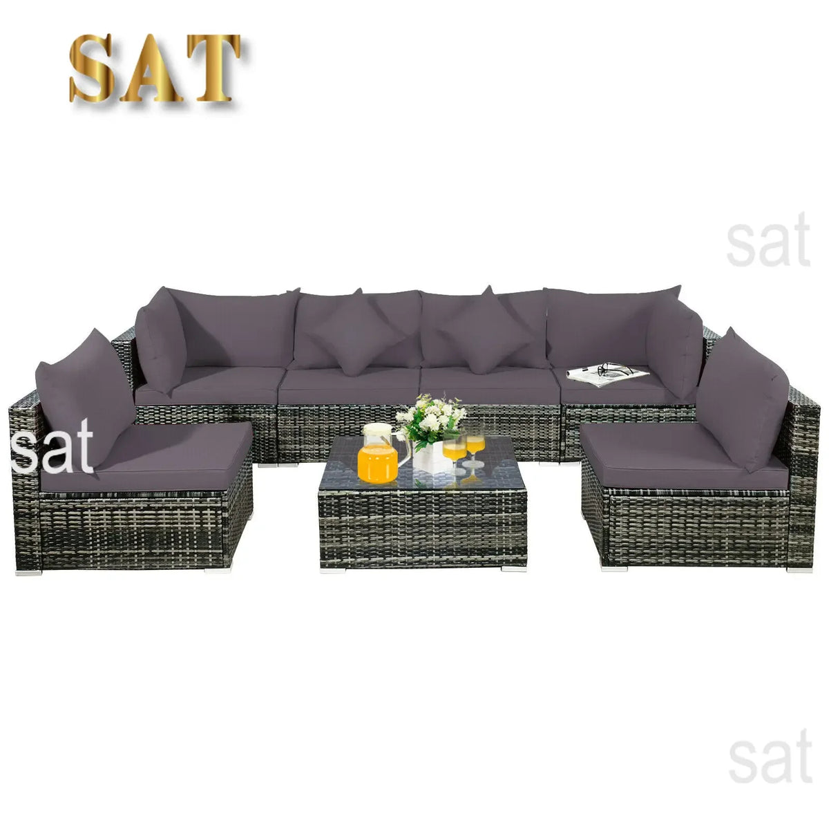 'Aluminum Outdoor Garden Wicker Rattan Furniture Couch Sofa Set Rope Furniture Set L Shaped Chair Sectional Sofas