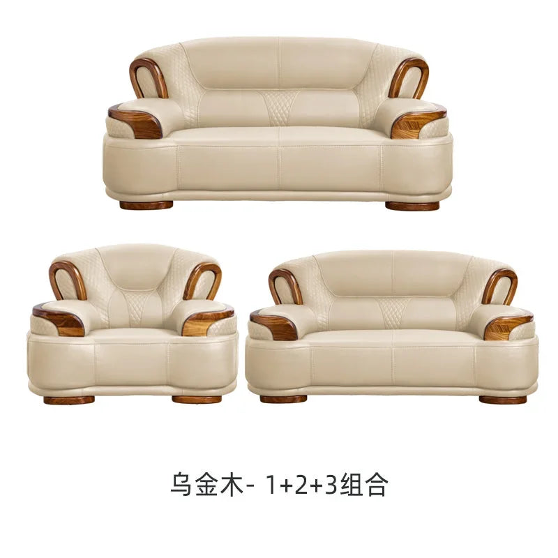 Designer Family Living Room Sofa Genuine Leather Sectional Floor Living Room Sofa Wood Minimalist Muebles Postmodern Furniture