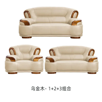 Designer Family Living Room Sofa Genuine Leather Sectional Floor Living Room Sofa Wood Minimalist Muebles Postmodern Furniture