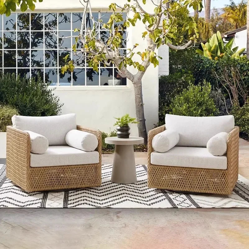 Leisure Rattan Outdoor Sofas Villa Design Decoration Creative Hotel Garden Sofas Advanced Balcony Furniture Gartenstuhl Lshysf