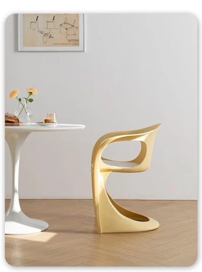 Nordic Simple Design Art Curved Chair Home Balcony Backrest Living Room Dining Room Chair Home Decor Bedroom Dressing Chair