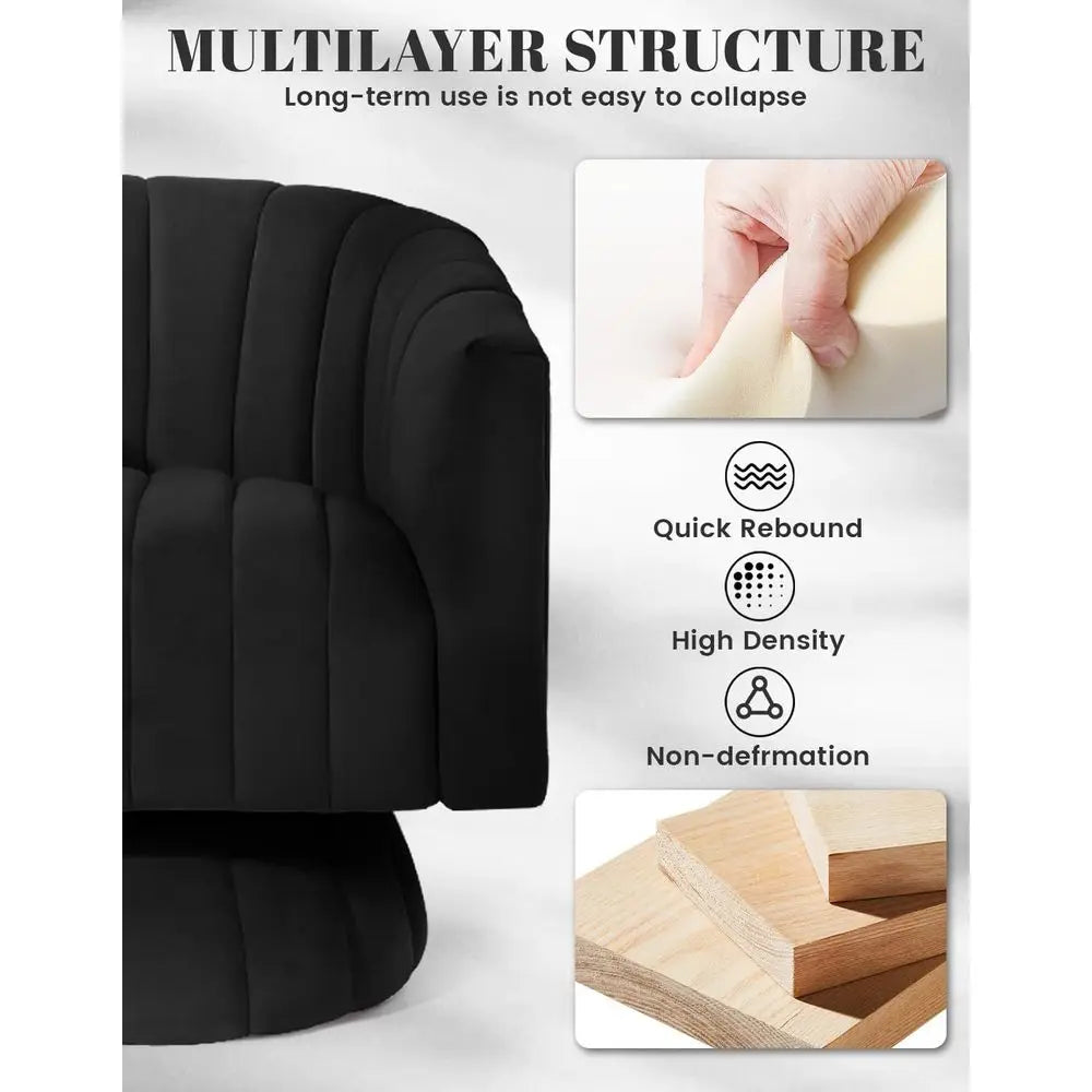 Mid-Century Swivel Barrel Chair with Armrests, Overstuffed Velvet, 360° Rotation, Suitable for Living Spaces，Customized