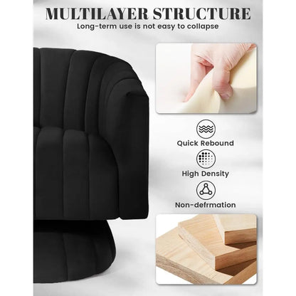 Mid-Century Swivel Barrel Chair with Armrests, Overstuffed Velvet, 360° Rotation, Suitable for Living Spaces，Customized