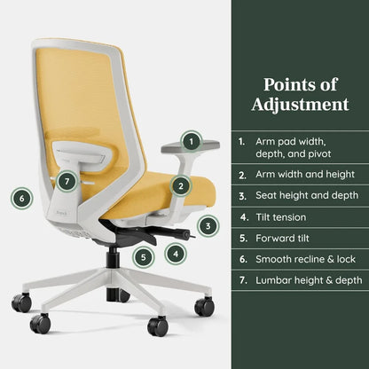 Ergonomic Chair Pro - Mesh Office Chair with 14 Points of Adjustment- Height, Depth & Tilt Adjustable - 5D Armrests-Forward Tilt