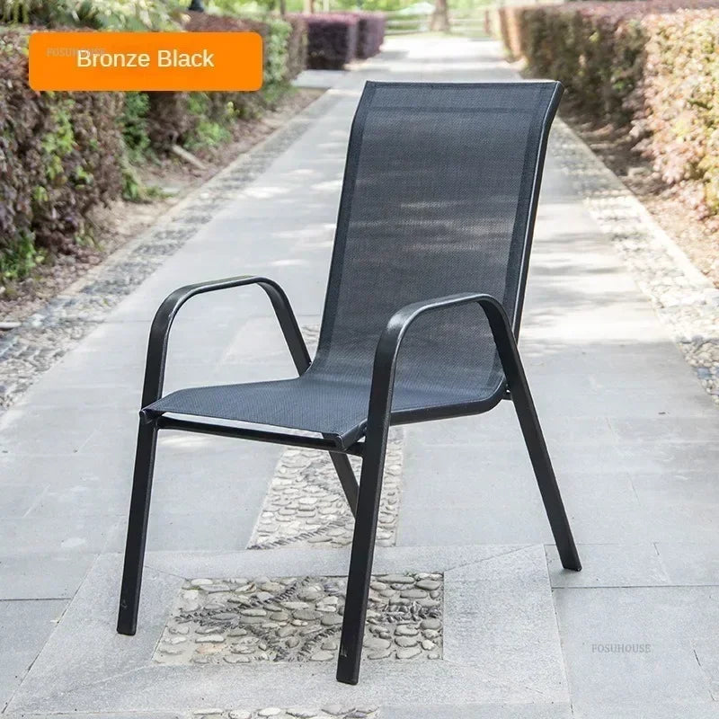 Nordic Beach Chairs Home Leisure Back Armchairs Outdoor Courtyard Balcony Waterproof and Sunscreen Iron Chair Outdoor Furniture