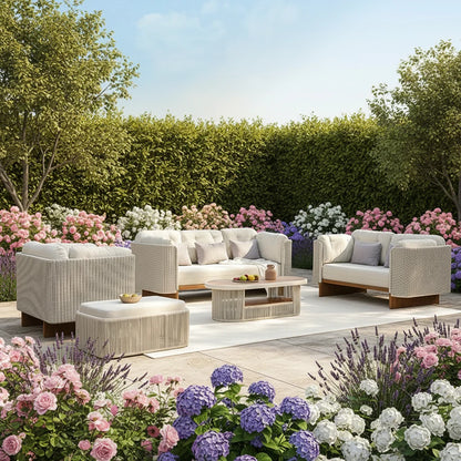 Meiqi Luxury Modern Durable Outdoor Garden Sofa Set with  Aluminum Alloy Frame Waterproof Sunproof Patio Lounge Sofa Combination