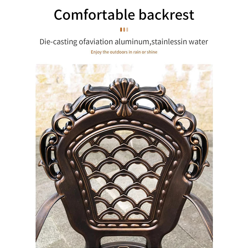 Cast Aluminum Outdoor Chair Set of 2 Beautifully Carved All Weather Patio Chairs Metal Bistro Chairs for Garden Porch Backyard