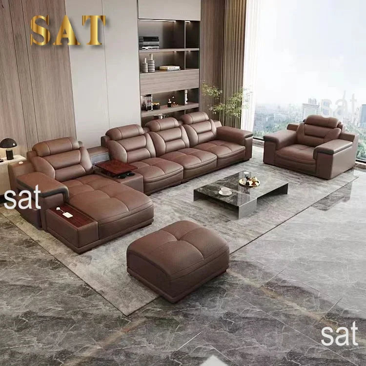 For Modern Luxury Genuine Leather Modular Corner Sofas Beds Sectional L Shape Sofa Couch Set Furniture Living Room Couches