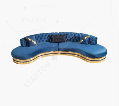 High Quality Luxury Living Room Gold Stainless Steel Sofa With Velvet Upholstered 2-3 Seat Couch for Home Living Room Hotel Use