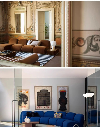 Single sofa antique living room stainless steel fabric curved sofa customization