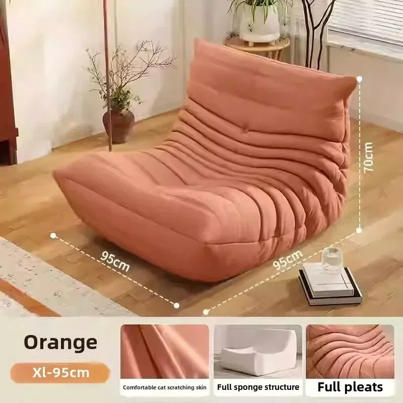 Caterpillar Sofa Living Room Single Bedroom Cloth Art Black Leather Lazy Man Sofa Bedroom Living Room Chair Sofa