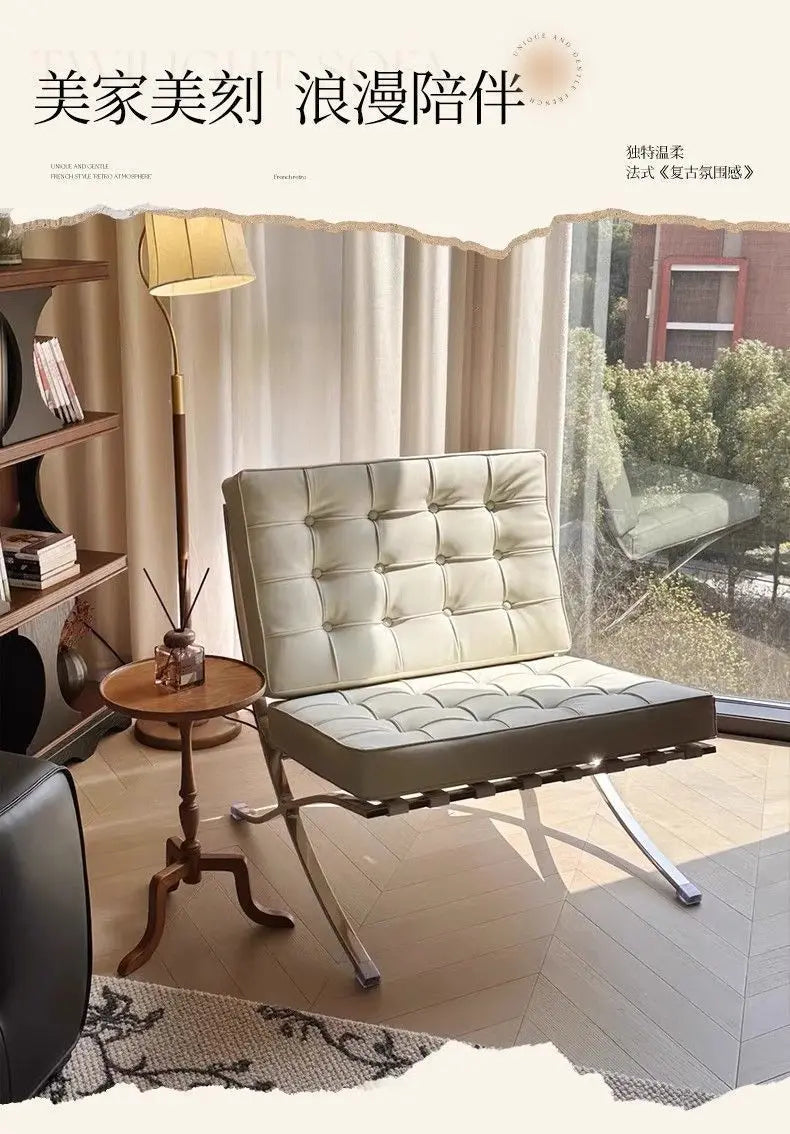 Light luxury small sofa chair Barcelona chair single living room bedroom designer lazy leisure sofa recliner