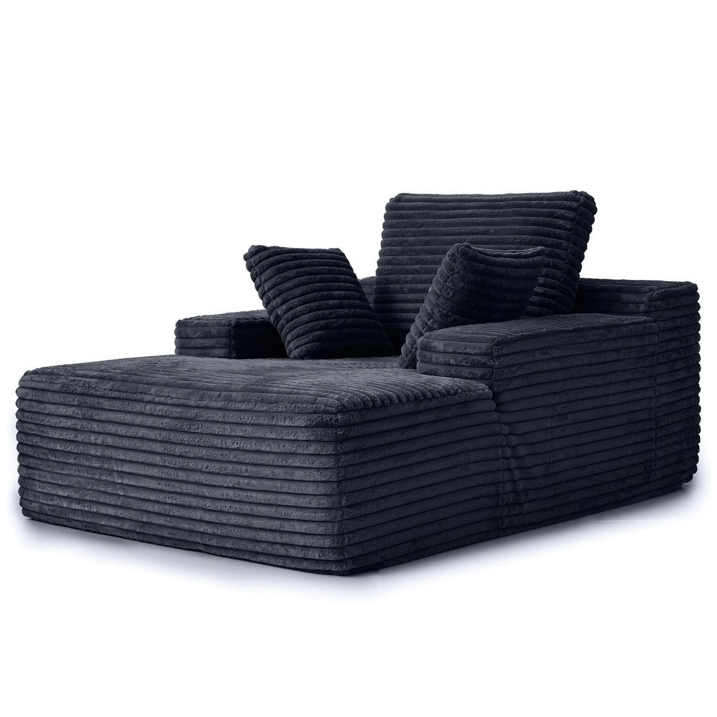 Sdoren 49inch Chaise Lounge Chair Indoor Oversized Corduroy Upholstered Boneless Sofa Bed Deep Seat Sleeper Couch Reading Chairs