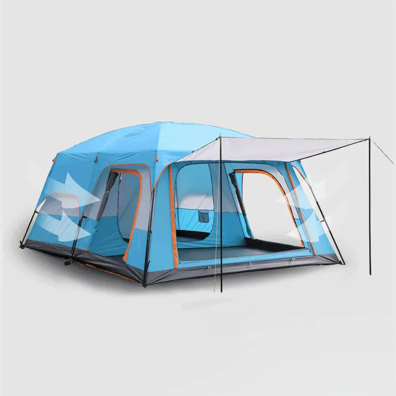 3 Sizes Tent Two-bedroom 1 Living Room Large Family Camping Tent 5-8-12 Person Leisure Camp Tent Rainproof Outdoor Indoor Hourse