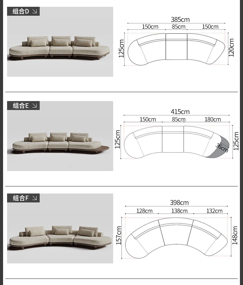 B73 Italian wabi-sabi palm beach fabric sofa living room modern simple curved light luxury, reception sofa
