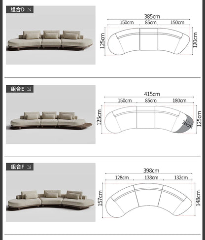 B73 Italian wabi-sabi palm beach fabric sofa living room modern simple curved light luxury, reception sofa