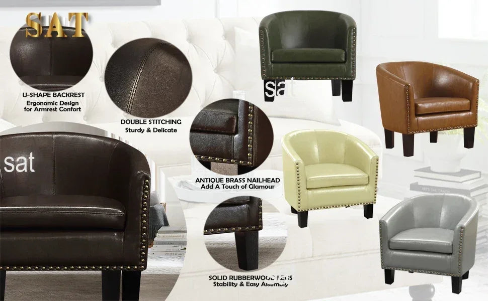#For Living Room Chairs with Club Style Barrel for Gaming Armchairs for Bedroom, Standard, Espresso Leather