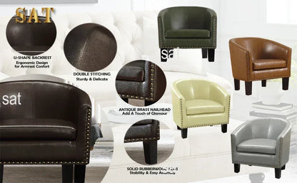 #For Living Room Chairs with Club Style Barrel for Gaming Armchairs for Bedroom, Standard, Espresso Leather
