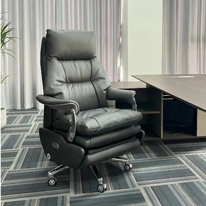 Light luxury lunch break reclining office seat leather class chair comfortable sedentary electric home massage boss