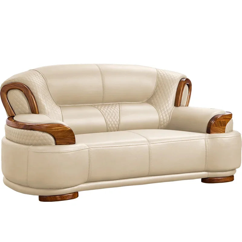 Designer Family Living Room Sofa Genuine Leather Sectional Floor Living Room Sofa Wood Minimalist Muebles Postmodern Furniture