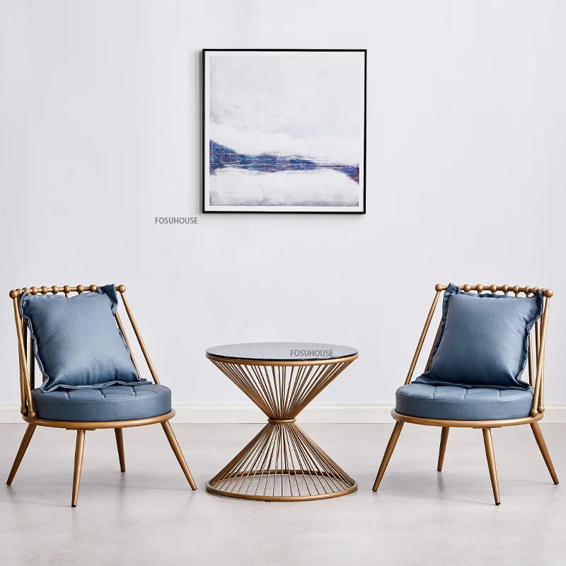Living Room Furniture Bedroom Light Luxury Minimalist Single Sofa Chair Lounge Chair Nordic Wrought Iron Living Room Chairs