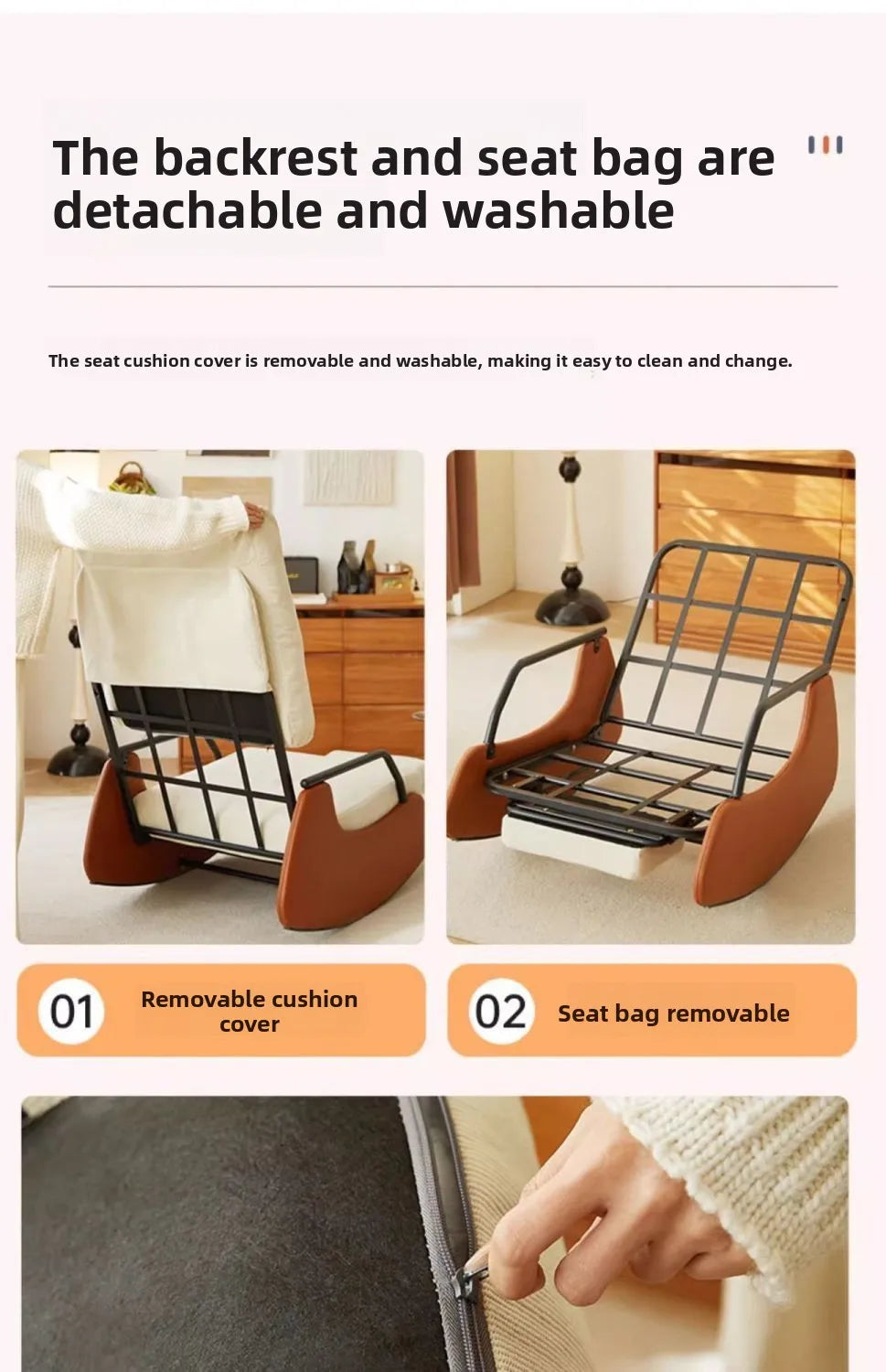 Multifunctional Rocking Chair Adjustable Recliner for Living Room and Bedroom Furniture Comfortable Single Seater Lounge Chair
