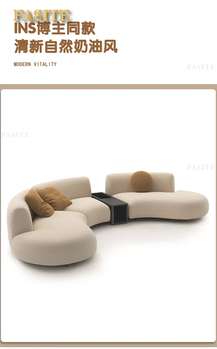 Reception living room sofa white curve unique living room sofa lazy artificial ergonomics