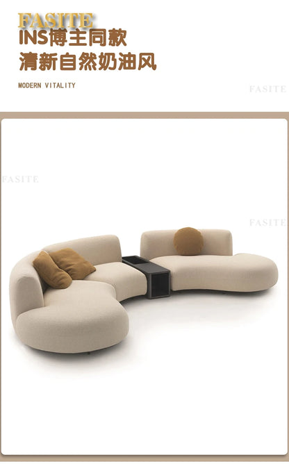 Reception living room sofa white curve unique living room sofa lazy artificial ergonomics