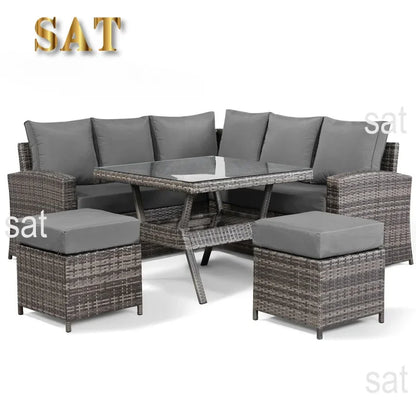 'Modern Luxury Dining Metal Aluminum Wicker Rope Sofa Garden Set With Fire Pit Outdoor Patio Furniture Set