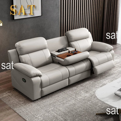 Modern 3 Seater Electric Reclining Sectional Sofa High Quality Leather Living Room Set