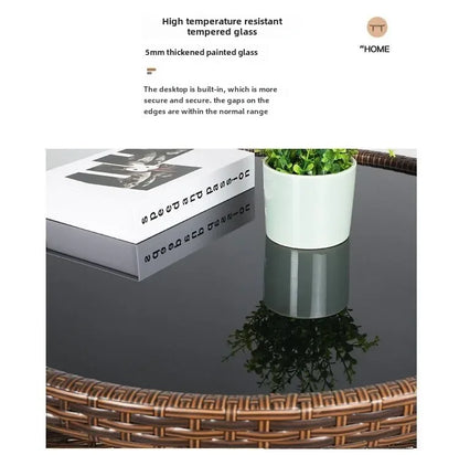 Balcony courtyard leisure table and chair combination rattan chair three piece set tea imitation rattan chair tea table