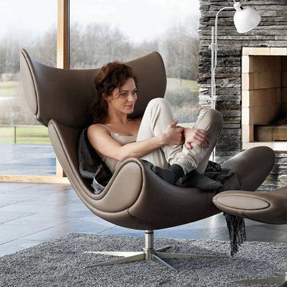 ￥#Nordic Finished Designer Living Room Lounge Imola Recliner Single Sofa Chair and Ottoman