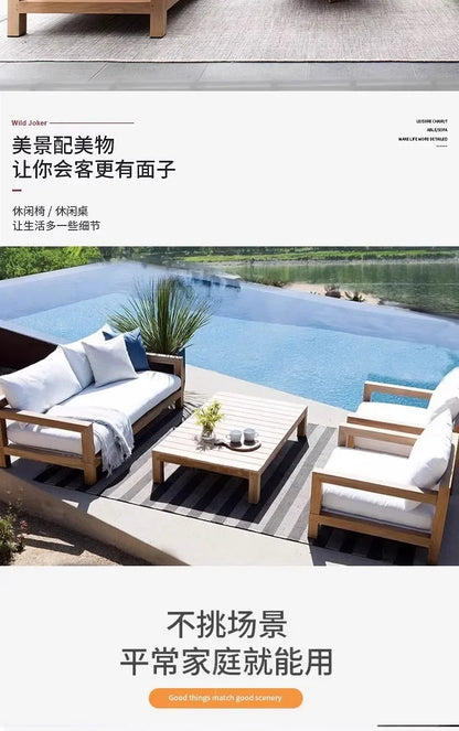 Nordic Designer Outdoor Sofas Villa Courtyard Wood Minimalist Design Garden Sofas Fashion Lawn Furniture Sillas Lshysf
