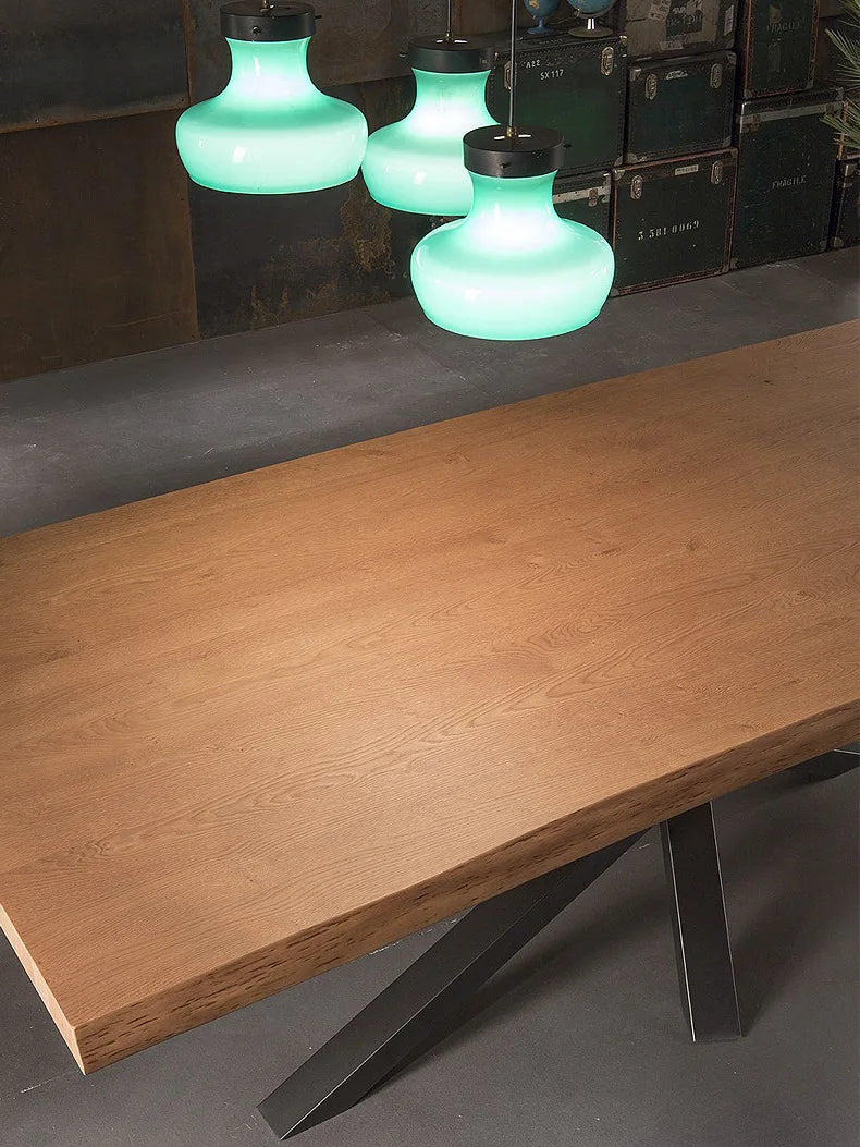 Modern wrought iron solid wood home creative dining table dining chair combination home office computer conference table