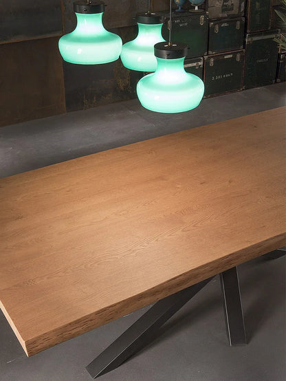 Modern wrought iron solid wood home creative dining table dining chair combination home office computer conference table