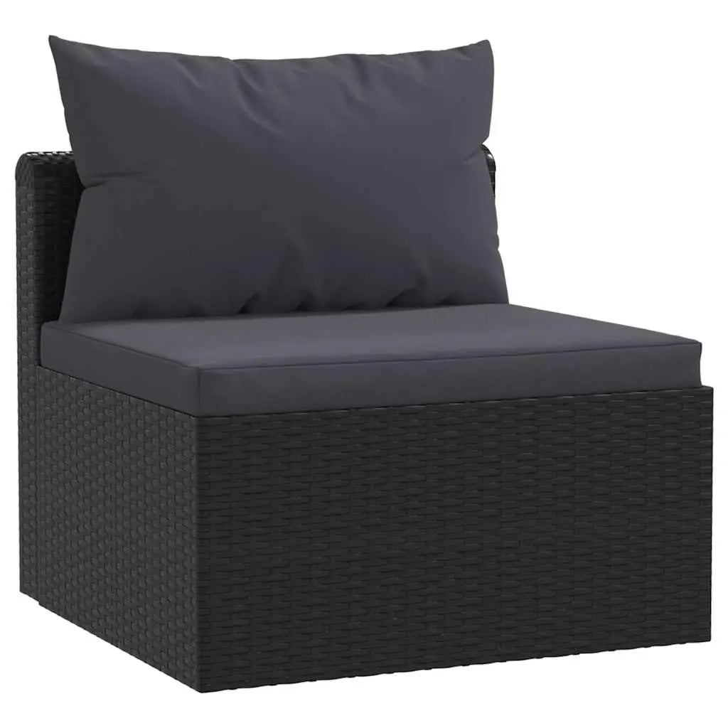 Modern 3-Seater Garden Sofa Set Black PE Rattan Powder-Coated Steel Frame Water Resistant Outdoor Patio Lounge Furniture Custom