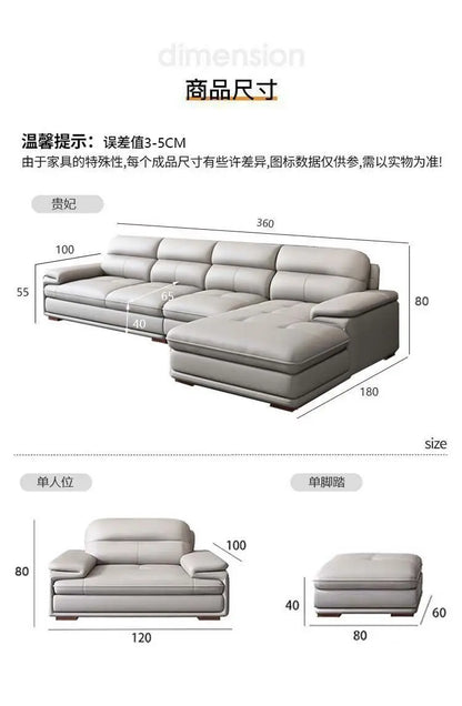 Italian leather sofa modern simple living room left and right concubine small apartment Nordic leather sofa combination