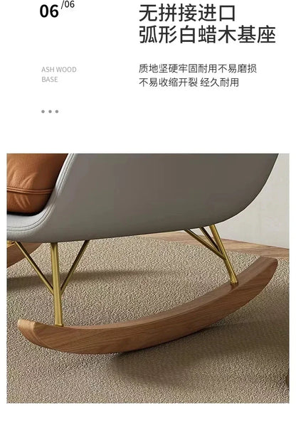 Nordic Rocking Chair Recliner Light Luxury Single-Seat Sofa   Home Lazy Fabric Sofa   Balcony Living Room Leisure Chair