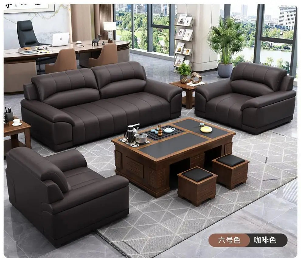 Leather latex office sofa, piano key combination sofa