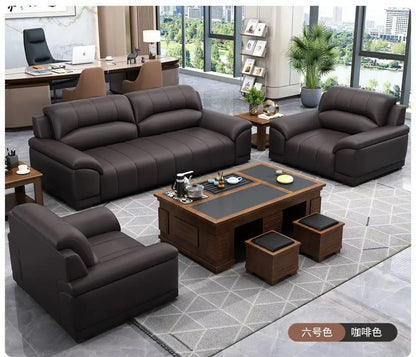 Leather latex office sofa, piano key combination sofa