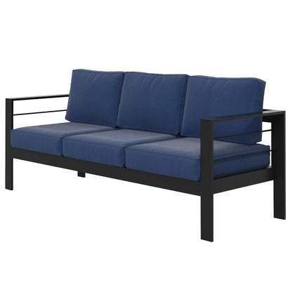 Outdoor Couch Aluminum Patio Furniture Sofa, 3-Seat All-Weather Metal Outdoor Patio Furniture with Cushions,Dark, Customized