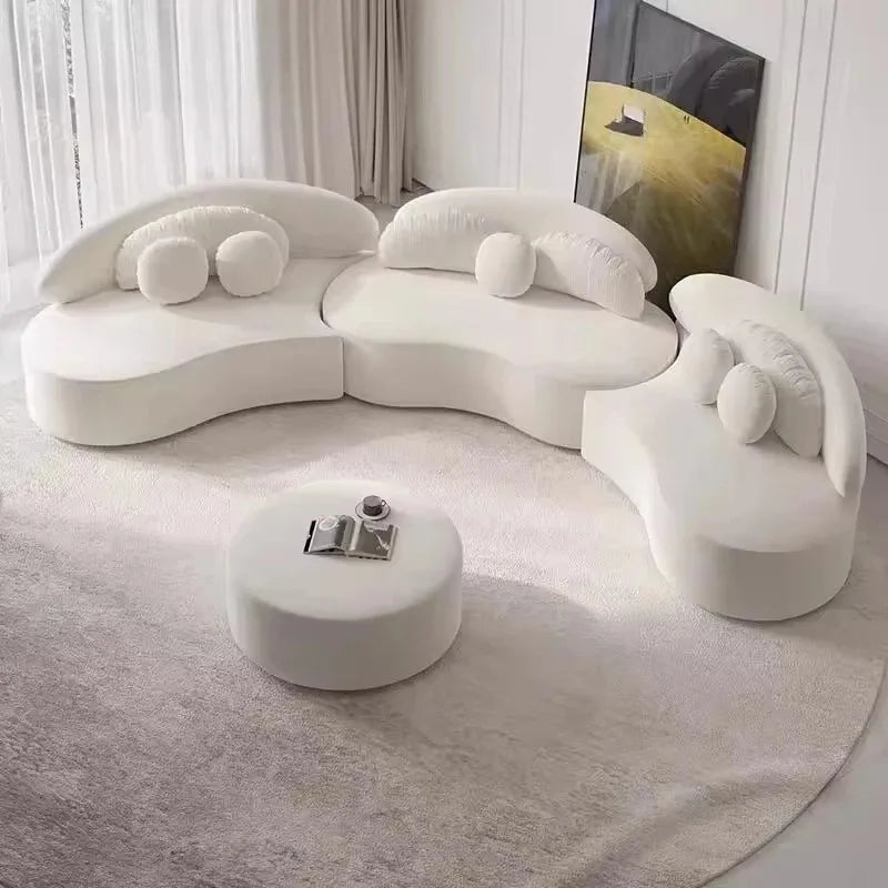 Nordic Set Furniture Living Room Curved Sofa Sectional Couch Set Modern Living Room Sofa Floor Sofas Couch