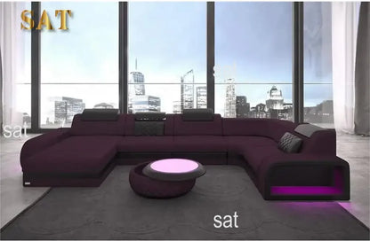 New Arrival New Arrival Italian Style Modern Design Leather Furniture U Shape Sectional Sofa With LED Light For Living Room Sofa