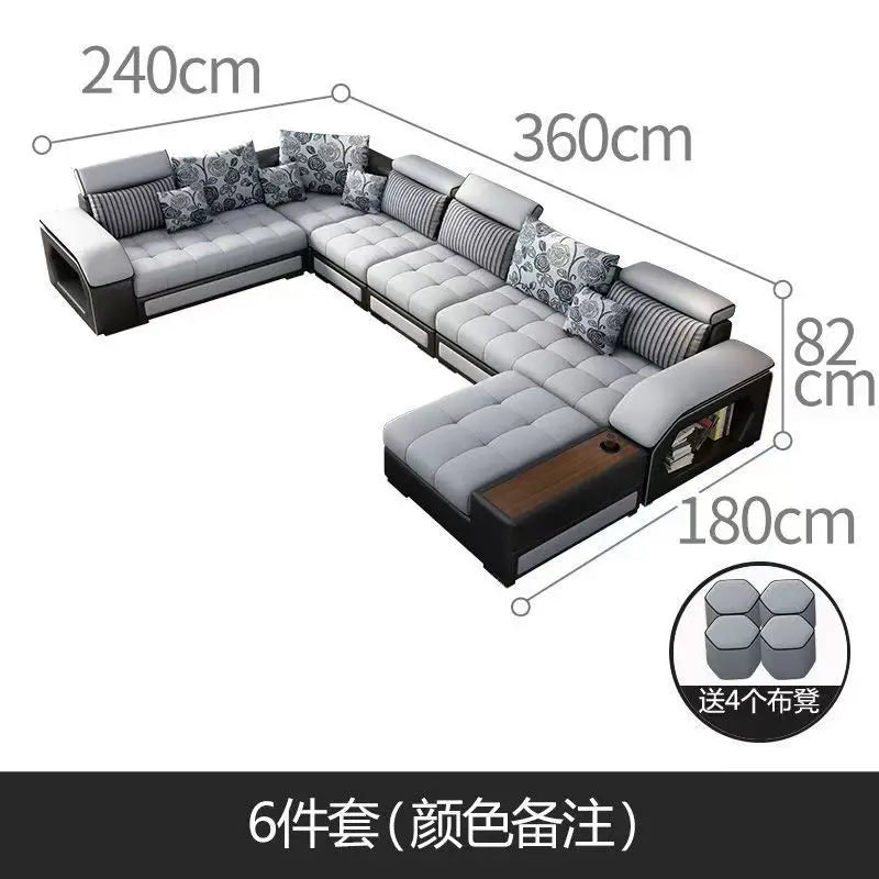 Modern 5 6 7 8-Seater Fabric Sofas Sectional Set for Living Room Hotel Furniture with Sponge Filling