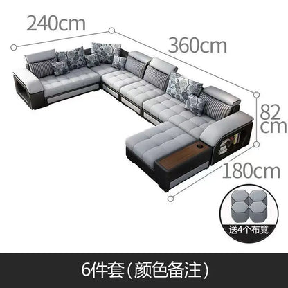 Modern 5 6 7 8-Seater Fabric Sofas Sectional Set for Living Room Hotel Furniture with Sponge Filling